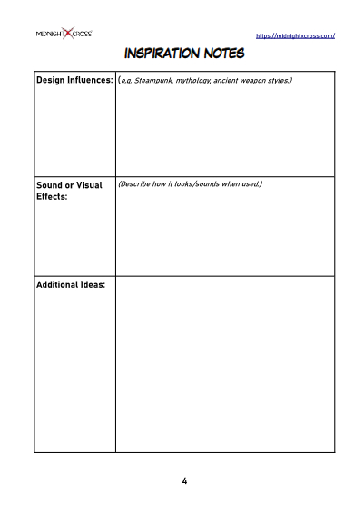 Manga Weapon Design Worksheet Preview 4